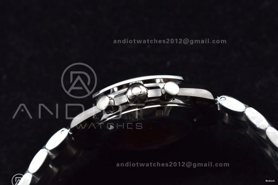 Speedmaster Movement Sapphire Back Crystal Winding OMF Transparent with Manual SS Chrono SS on Dial Black Bracelet MoonWatch 0106